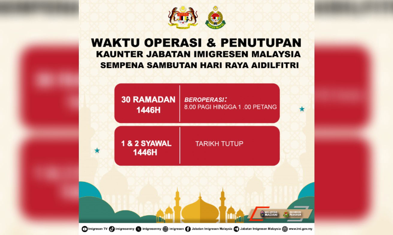 Operating hours and closure dates of JIM counters for Hari Raya Aidilfitri 2025